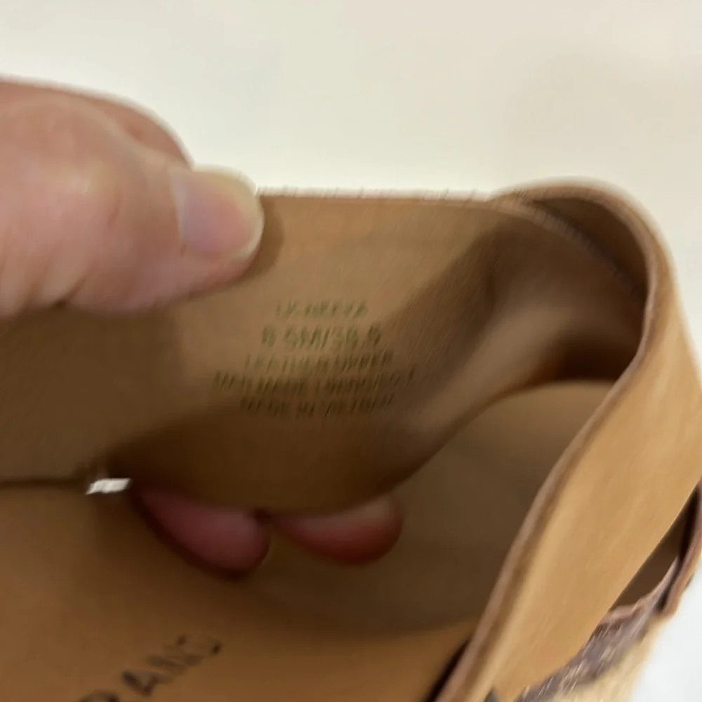 Lucky Brand LK-Neeka Tan Leather Platform Wedges Espadrilles 8.5 NWT